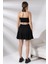 Bürümcük Kumaş Yandan Fermuarlı Şortlu Etek 21135 Siyah 4