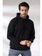 Şardonlu Kapüşonlu Sweatshirt 19125 Siyah 2