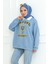 Oxford Baskılı Gömlek Yaka Tunik 1100 - Bebe Mavi 1