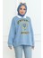 Oxford Baskılı Gömlek Yaka Tunik 1100 - Bebe Mavi 2