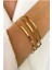 3 Lü Çelik Gold Altın Kaplama Ajda Bilezik Seti 22 cm 65 mm 1