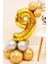 Rakam Balon Karşılama Seti 9 Yaş Rakam Balon Altın Kral Taçlı 9 Rakamlı Balon 1