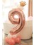 Rakam Balon Karşılama Seti 9 Yaş Rose Gold Rakam Balon Altın Kral Taçlı 9 Rakamlı Balon 1