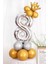 Rakam Balon Karşılama Seti 8 Yaş Parlak Gold Gümüş Renkler Altın Taçlı 8 Rakamlı Balon 1