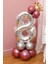 Rakam Balon Karşılama Seti 8 Yaş Parlak Rose Gold Gümüş Renkler Altın Taçlı 8 Rakamlı Balon 1