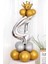 Rakam Balon Karşılama Seti 4 Yaş Parlak Gold Gümüş Renkler Altın Taçlı 4 Rakamlı Balon 1