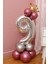 Rakam Balon Karşılama Seti 9 Yaş Parlak Rose Gold Gümüş Renkler Altın Taçlı 9 Rakamlı Balon 1