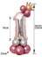 Rakam Balon Karşılama Seti 9 Yaş Parlak Rose Gold Gümüş Renkler Altın Taçlı 9 Rakamlı Balon 3