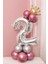 Rakam Balon Karşılama Seti 2 Yaş Parlak Rose Gold Gümüş Renkler Altın Taçlı 2 Rakamlı Balon 1
