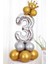 Rakam Balon Karşılama Seti 3 Yaş Parlak Gold Gümüş Renkler Altın Taçlı 3 Rakamlı Balon 1