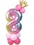 Rakam Balon Karşılama Seti 8 Yaş Gökkuşağı Renkleri Rakam Balon Altın Taçlı 8 Rakamlı Balon 1