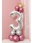 Rakam Balon Karşılama Seti 3 Yaş Parlak Rose Gold Gümüş Renkler Altın Taçlı 3 Rakamlı Balon 1