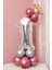 Rakam Balon Karşılama Seti 1 Yaş Parlak Rose Gold Gümüş Renkler Altın Taçlı 1 Rakamlı Balon 1