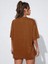 Bear Baskılı Kadın Oversize Kahverengi T-Shirt 2