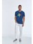 Kuş Tüyü Baskılı Pamuklu Erkek Tişört Lacivert 2