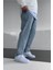 Erkek Asit Yıkama Açık Mavi Kot Baggy Pantolon Jean 3