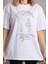 Unisex Taş Desenli Oversize T-Shirt - Beyaz 4