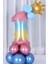 Rakam Balon Karşılama Seti 1 Yaş Gökkuşağı Renkleri Rakam Balon Altın Taçlı 1 Rakamlı Balon 1