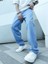 Erkek Baggy Buz Mavisi Jeans Denim Kot Pantolon 1