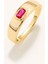 18 Ayar Altın Kaplama Gümüş Yüzük Ruby Taşlı Shine Koleksiyon 1