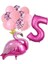 Flamingo Tema Fuşya Rakam Balon Fuşya Pullu Şeffaf Balon Buketi 1