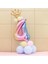 Unicorn Tema Rakam Balon Karşılama Seti 4 Yaş Gökkuşağı Renkleri Altın Taçlı 4 Rakamlı Balon 1