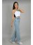 Lovely 90's Kar Yıkama Mavi Süper Yüksek Bel Kadın Salaş Jeans Palazzo 3