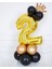 Altın Rakam Balon Karşılama Seti 2 Yaş Siyah Gold Renkleri Altın Taçlı 2 Rakamlı Balon 1