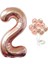 Büyük Rakam Balon Rose Gold 2 Yaş + Konfeti Pullu Şeffaf Balon Metalik Rose Gold Balon 1
