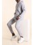 Erkek Gri Melanj Eşofman Takımı Oversize Kalıp Comfort Kapüşonlu Sweatshirt Sweatpants 2