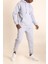 Erkek Gri Melanj Eşofman Takımı Oversize Kalıp Comfort Kapüşonlu Sweatshirt Sweatpants 3