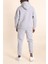 Erkek Gri Melanj Eşofman Takımı Oversize Kalıp Comfort Kapüşonlu Sweatshirt Sweatpants 4