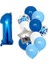 Mavi Rakam Balon Pullu Şeffaf Balon Mavi Tonları Balon Buketi 1