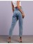 Pera Kar Mavi Mom Jean Kadın Boyfriend Yüksek Bel Likralı Kot Pantolon 5