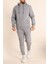 Erkek Gri Eşofman Takımı Oversize Kalıp Comfort Kapüşonlu Sweatshirt Sweatpants 1