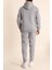 Erkek Gri Eşofman Takımı Oversize Kalıp Comfort Kapüşonlu Sweatshirt Sweatpants 2