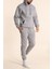 Erkek Gri Eşofman Takımı Oversize Kalıp Comfort Kapüşonlu Sweatshirt Sweatpants 3