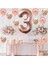 Büyük Rakam Balon Rose Gold 3 Yaş + Konfeti Pullu Şeffaf Balon ve Metalik Rose Gold Balon 5
