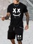 Erkek Kısa Kollu Bisiklet Yaka Baskılı Bluz Ipli Short Iki Iplik Takım 1