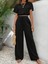 Amoricgiyim Kadın Kısa Kollu Crop Bluz Beli Lastikli Bol Paça Bürümcük Pantolon 5