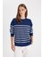 Relax Fit Bisiklet Yaka Çizgili İnce Sweatshirt A9255AX24WN 4