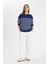 Relax Fit Bisiklet Yaka Çizgili İnce Sweatshirt A9255AX24WN 2