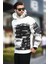 Ekru Kapüşonlu Desenli Cep Detaylı Erkek Sweatshirt 7059 2