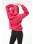 Kadın Çiçek Desenli Kapüşonlu Sweatshirt Fuşya ZN5059 2
