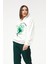 Kadın Çiçek Desenli Kapüşonlu Sweatshirt Ekru ZN5059 5