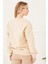 Kadın California Baskılı Üç Iplik Sweatshirt Bej ZN5053 2