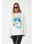 Kadın Desenli Sweatshirt Beyaz ZN5047 1