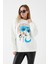 Kadın Desenli Sweatshirt Beyaz ZN5047 5