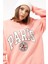 Kadın Paris Baskılı Üç Iplik Sweatshirt Yavruağzı Yavruağzı ZN5107 1