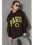 Kadın Paris Baskılı Üç Iplik Sweatshirt Siyah Siyah ZN5107 3